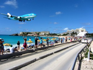 Landung St. Maarten Airport KLM Boeing